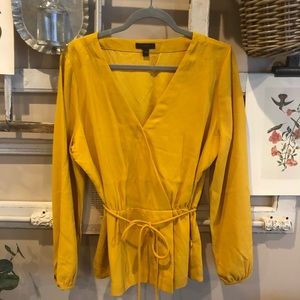 JCrew Goldenrod Silk Crepe Faux Wrap Top NWOT